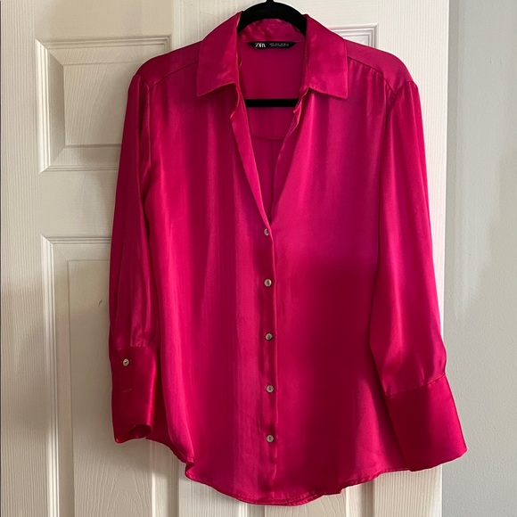Zara Tops - Zara Fuchsia Button-Down Shirt